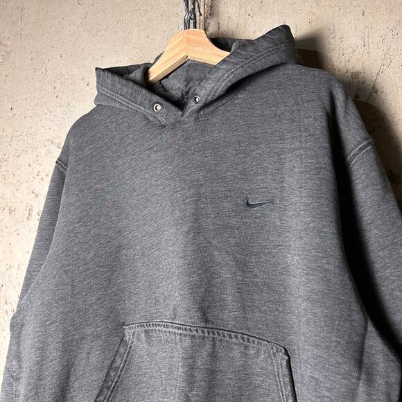 Nike Silver Tab Charcoal Tonal Essential Distressed L Y2K Hoodie - Picture 1 of 6
